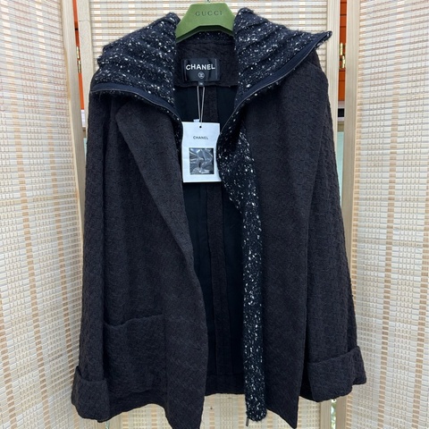 Chanel香奈兒 黑白雪花針織領編織外套38碼