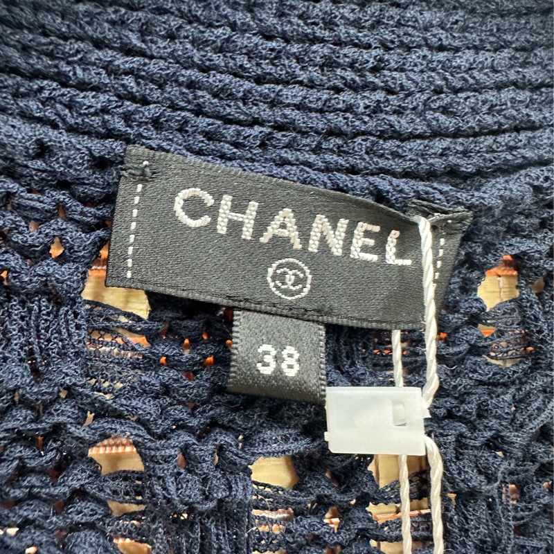 Chanel香奈兒 撞色幾何圖案長針織背心馬甲外套 38碼-3