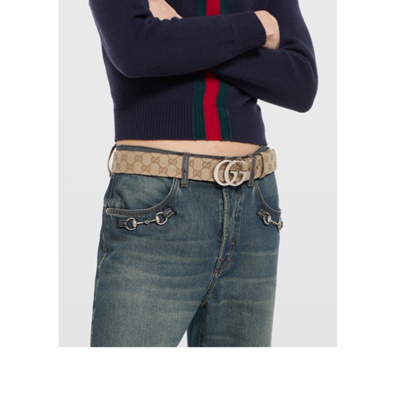 Gucci 男女同款 Flat Marmont 可調節腰帶65 70 75 80 85 90 95 100 105 110 115 120碼3.81cm-1