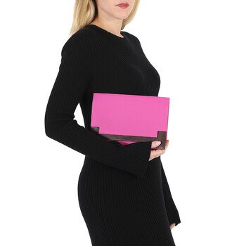 HERMES Multiplis 9i 玉蘭粉 拼 深棕色 EC皮 翻蓋 手拿包 A刻-8