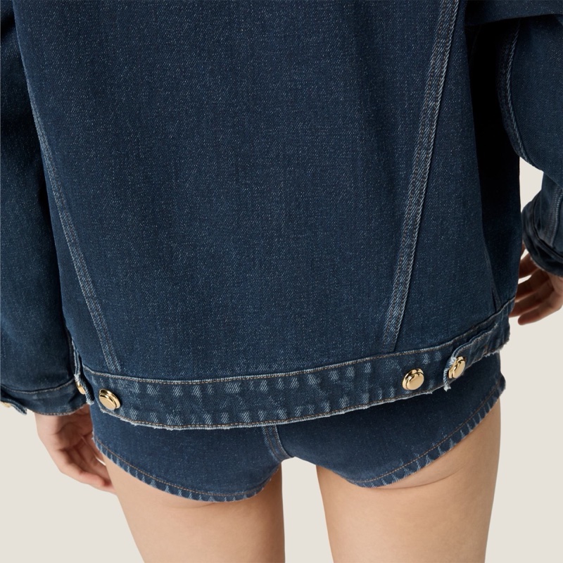 Miu Miu 女士 植絨牛仔布和天鵝絨寬松夾克IT-36 IT-38 IT-40 IT-42碼模特身高180CM，穿38碼-3