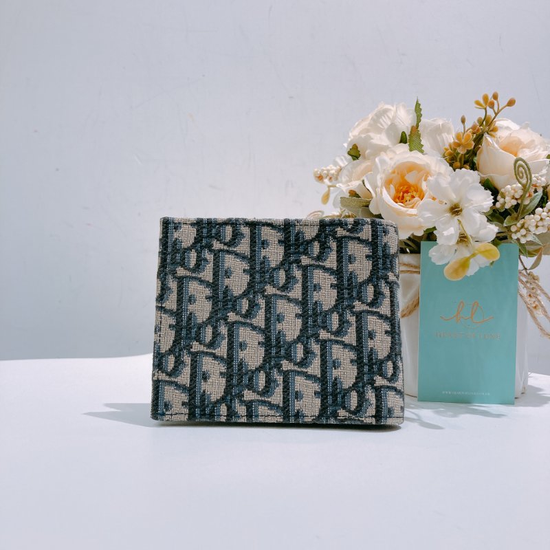 TW4747 Dior 迪奧 男裝緹花短銀包  Bifold Wallet Oblique Blue-1
