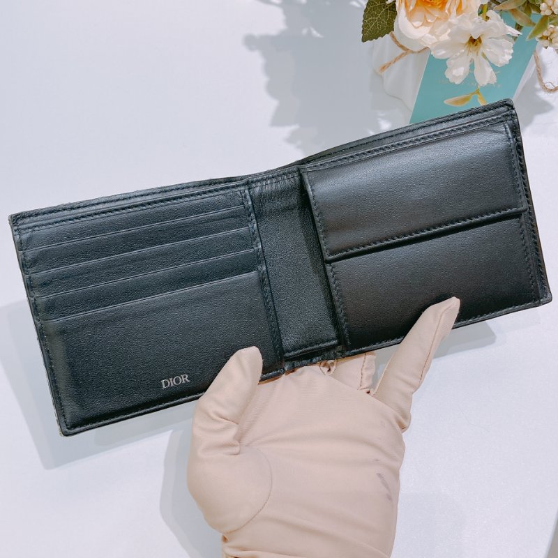 TW4747 Dior 迪奧 男裝緹花短銀包  Bifold Wallet Oblique Blue-7