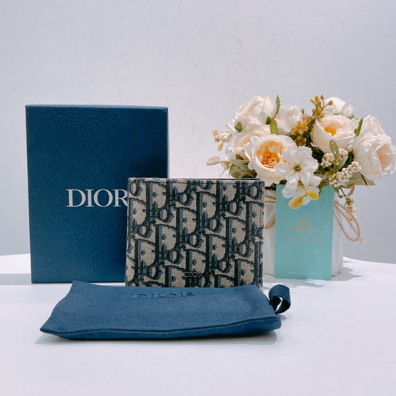 TW4747 Dior 迪奧 男裝緹花短銀包  Bifold Wallet Oblique Blue-13