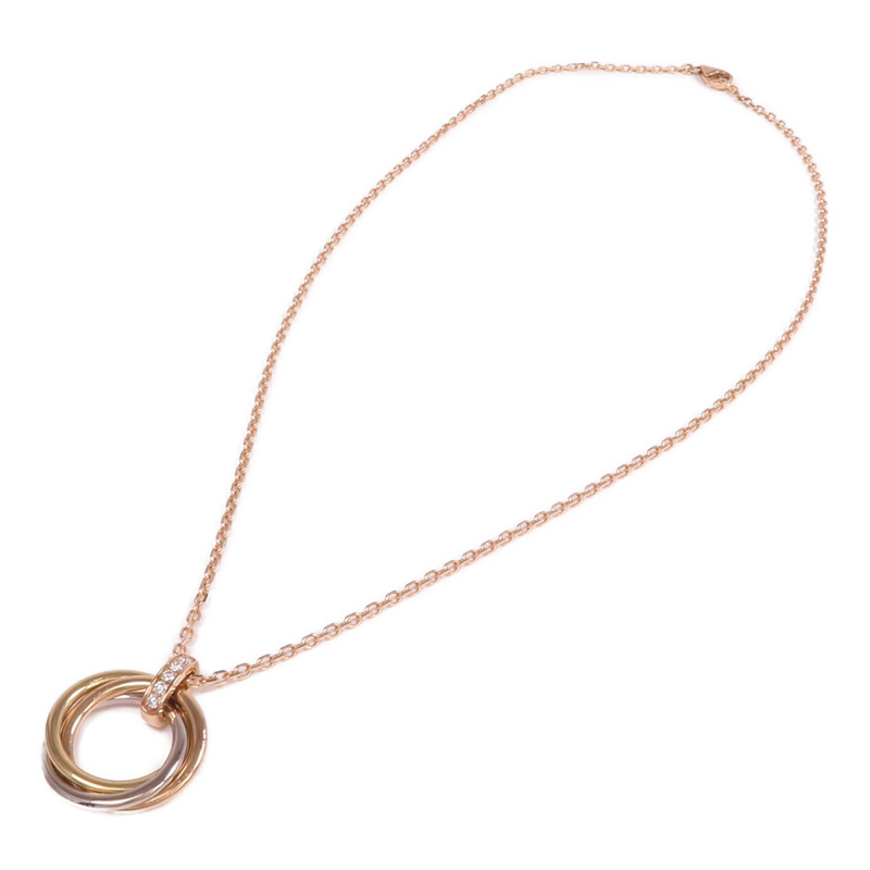 CARTIER 18K白金/黃金/玫瑰金Trinity Diamond Necklace項鍊-3