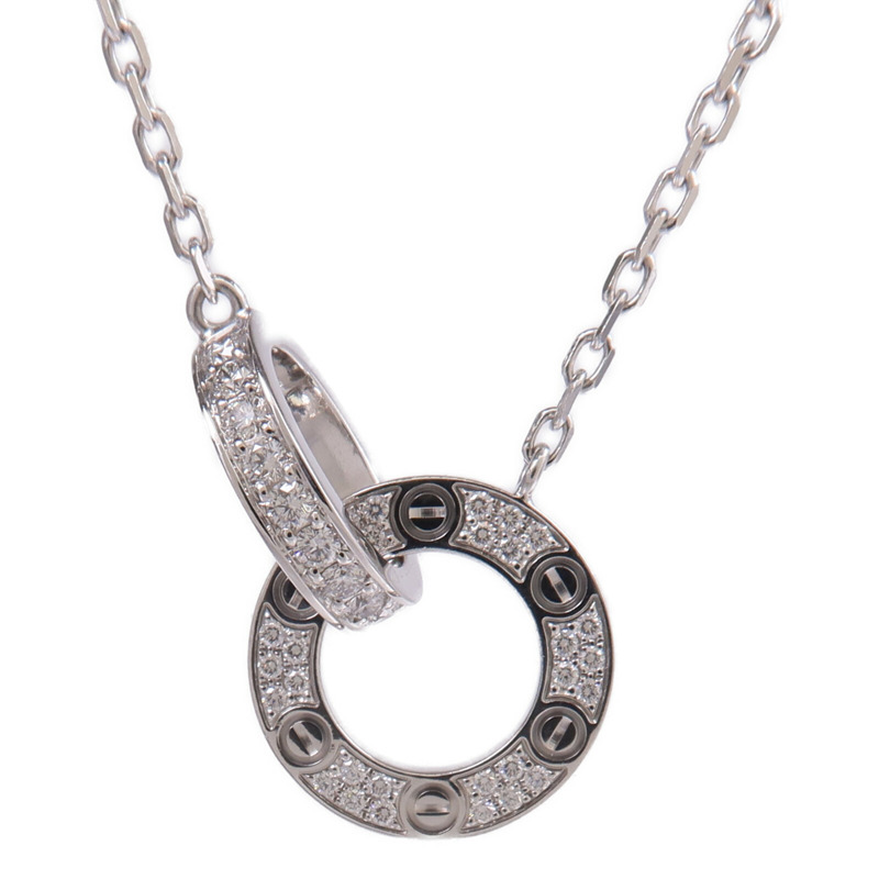 CARTIER 18K白金Love Necklace Paved Diamond項鍊-1