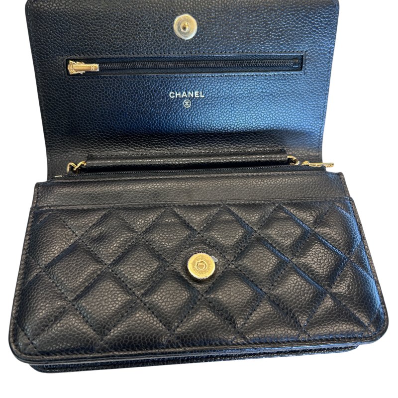 CHANEL黑金荔枝皮WOC鏈包-7