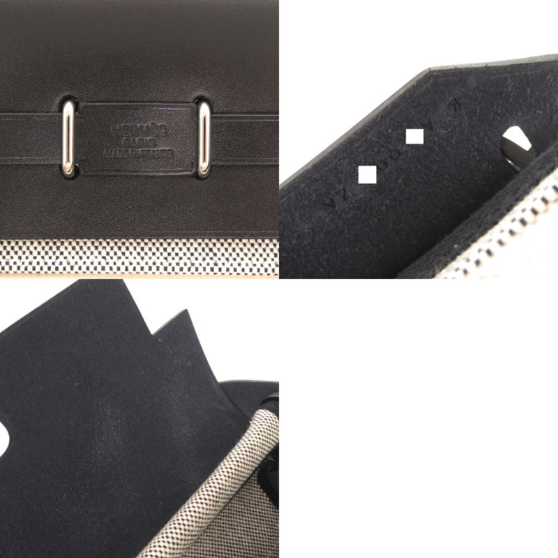 全新愛馬仕 Airbag Zip 20 迷你 Toile Militaire Vache Hunter 肩背包，米白色/黑色，銀色五金，K 印記（2025 年製造）1458HERMES-9