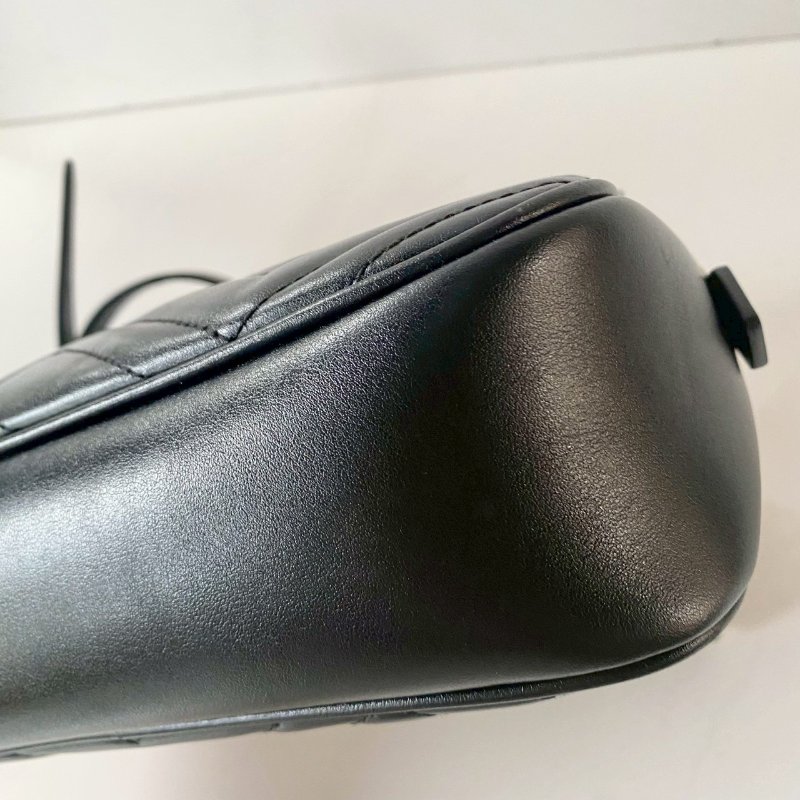 Gucci Marmont 黑色 中款 24 金GG 拉鍊 斜側背 相機包 447632-5