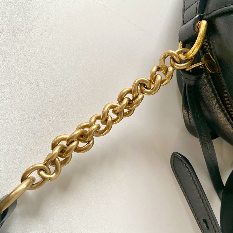 Gucci Marmont 黑色 中款 24 金GG 拉鍊 斜側背 相機包 447632-6