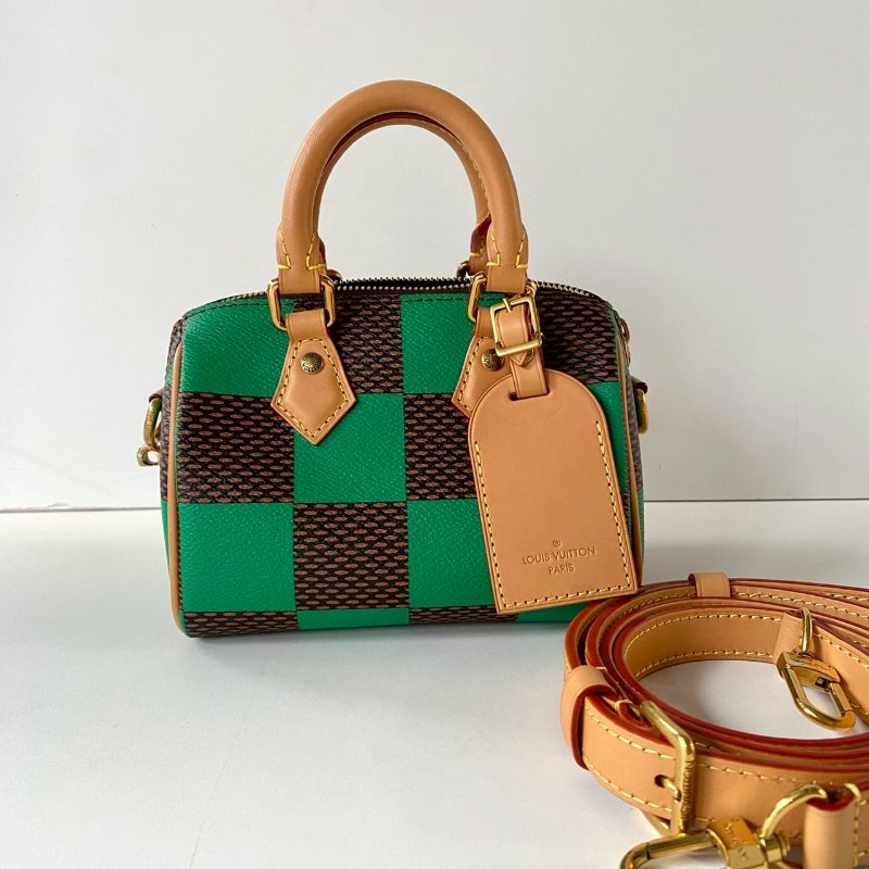 LV Speedy 18 Damier Pop 綠色 斜背 手提 波士頓包 N40534-0