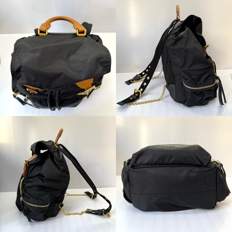 BURBERRY 巴寶莉 黑色尼龍後背包-3