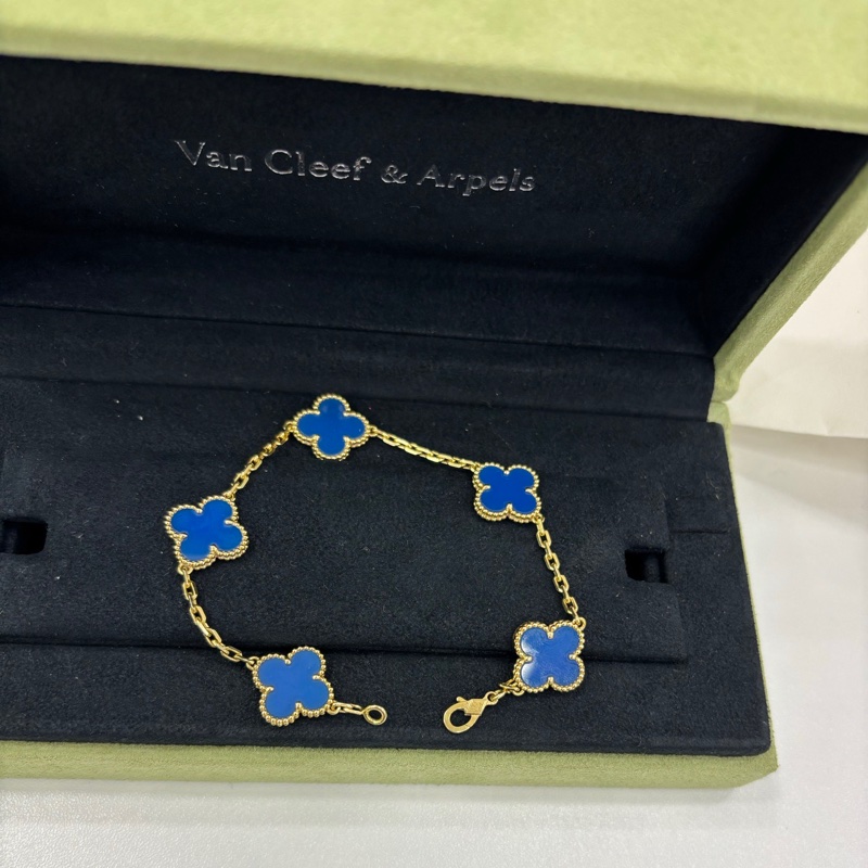 Van Cleef & Arpels/VCA 梵克雅寶 藍五花手環 ALHAMBRA四葉幸運系列 18K黃22年全套-2