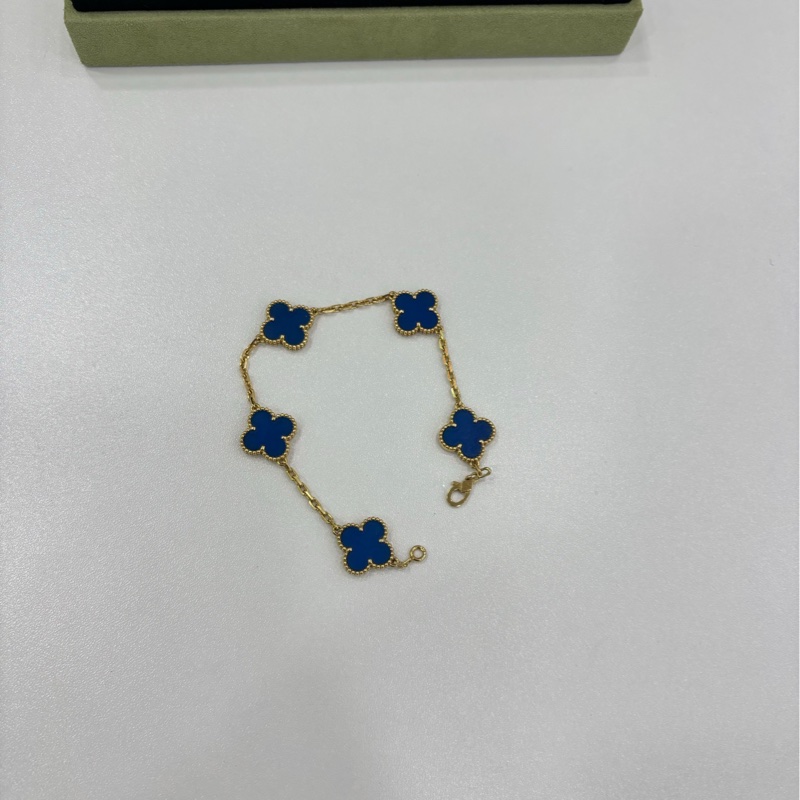 Van Cleef & Arpels/VCA 梵克雅寶 藍五花手環 ALHAMBRA四葉幸運系列 18K黃22年全套-3