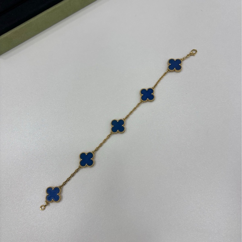 Van Cleef & Arpels/VCA 梵克雅寶 藍五花手環 ALHAMBRA四葉幸運系列 18K黃22年全套-4