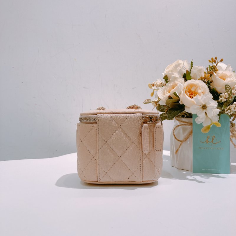 TW4749 Chanel 香奈兒 迷你裸色盒子斜背包Vanity Case With Chain Caviar Beige x GHW-2