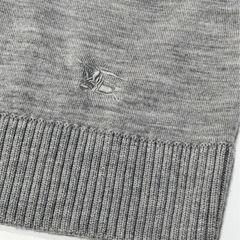 BURBERRY 倫敦 V領反折䄂格紋毛料戰馬上衣 灰色-4