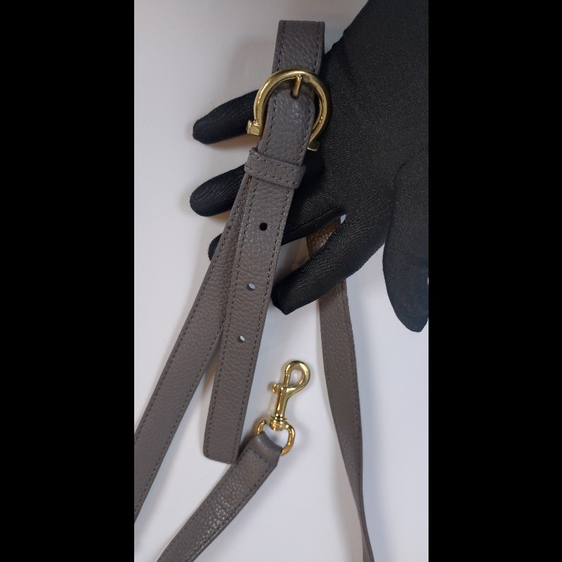 Ferragamo 金釦灰皮兩用包 Sofia-35