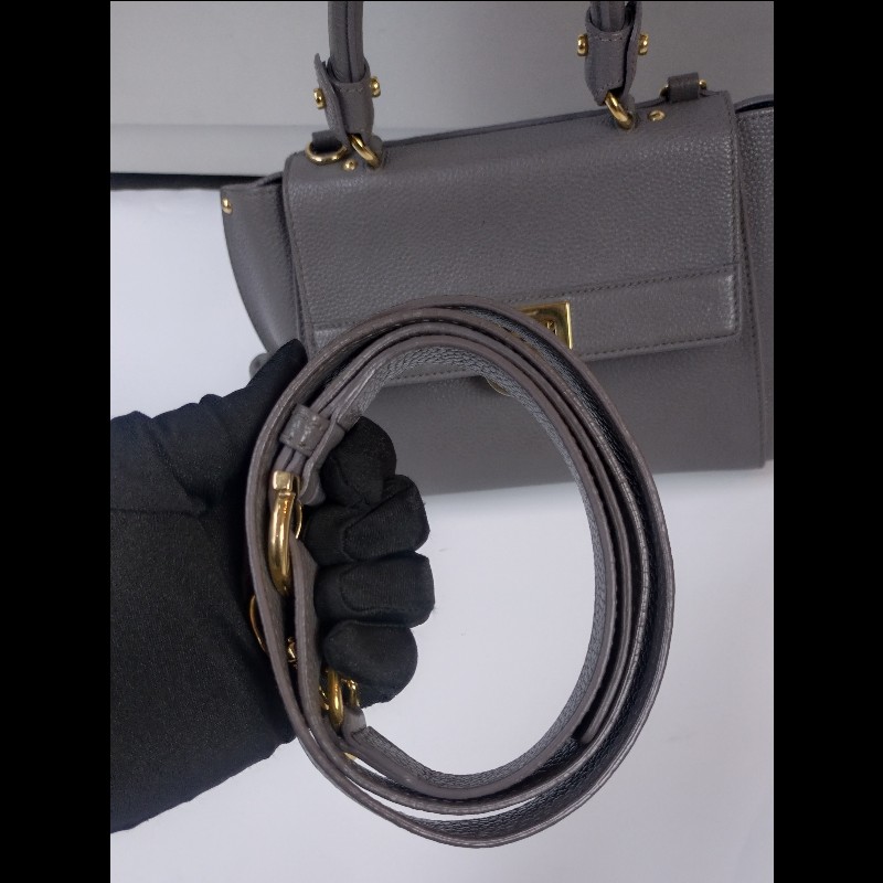 Ferragamo 金釦灰皮兩用包 Sofia-36