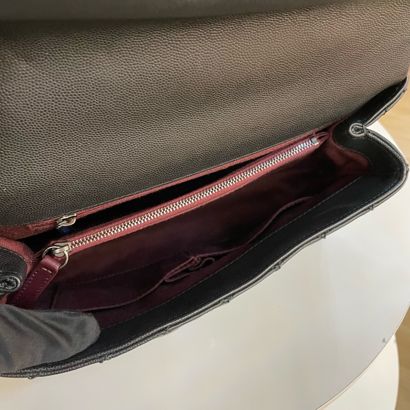 CHANEL+香奈儿+cocohandle+黑色菱格纹牛皮银扣手提单肩斜挎包-12