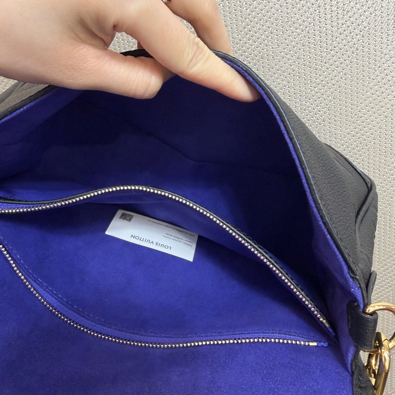 LV 黑牛皮壓紋Diane金釦手提肩斜背包M46386-14