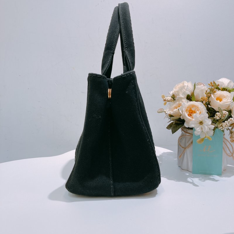 TW4750 Prada 普拉達 小號黑色帆布手提包 Handle With Chain Bag Black-4
