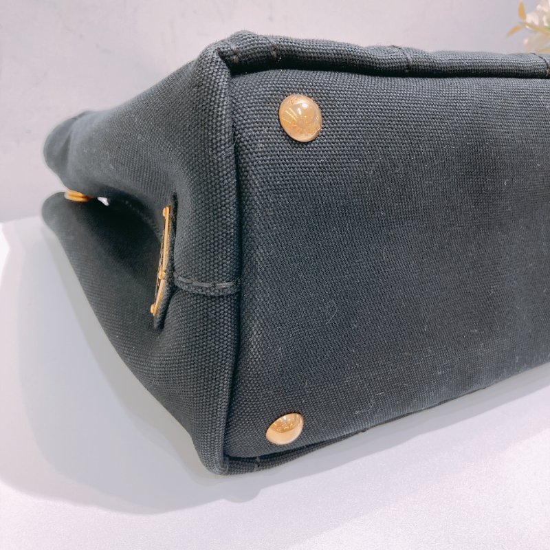 TW4750 Prada 普拉達 小號黑色帆布手提包 Handle With Chain Bag Black-6