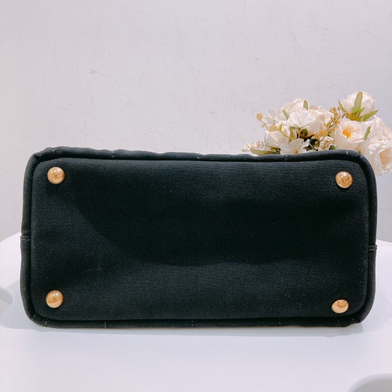 TW4750 Prada 普拉達 小號黑色帆布手提包 Handle With Chain Bag Black-5