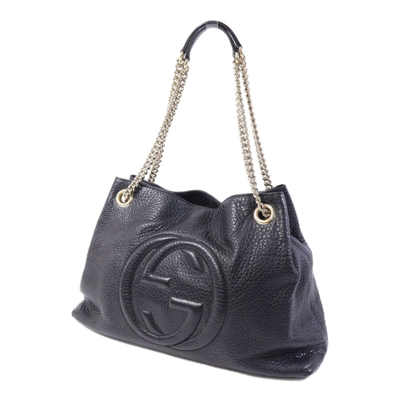 GUCCI 牛皮皮革Chain Shoulder Bag金扣鏈帶肩背袋-2