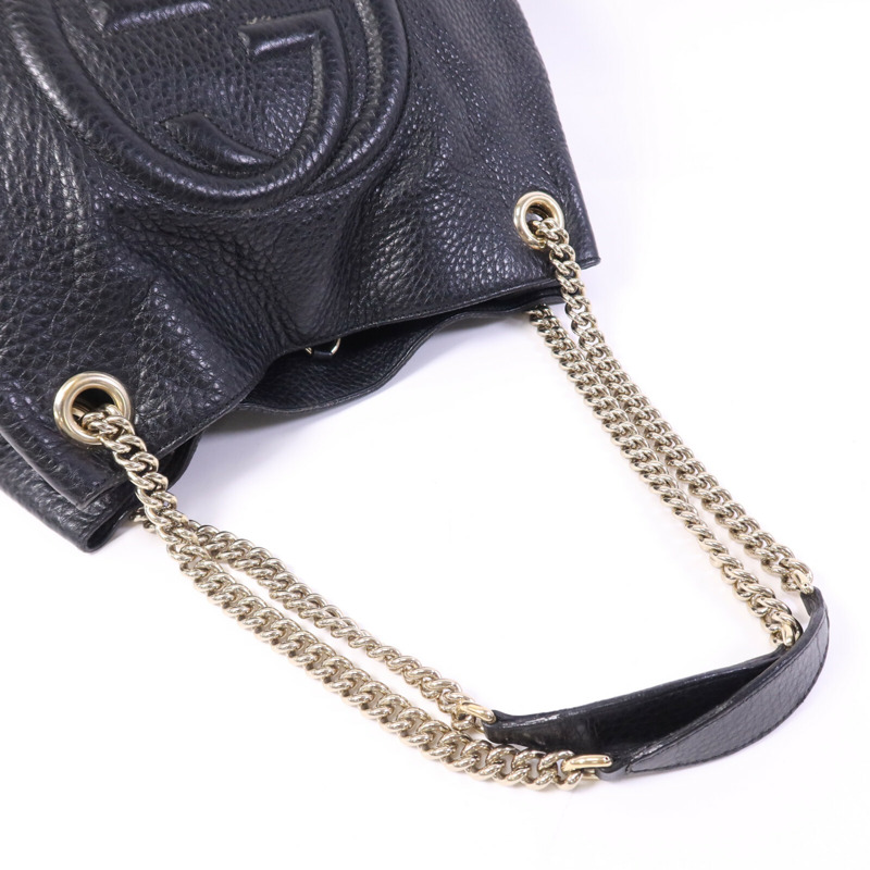 GUCCI 牛皮皮革Chain Shoulder Bag金扣鏈帶肩背袋-7