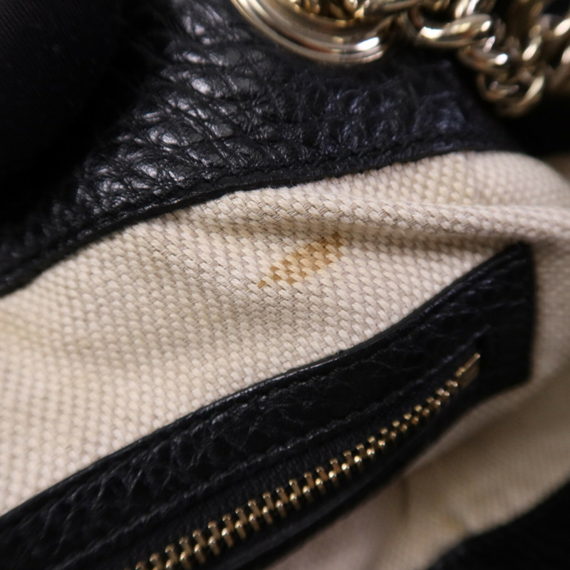 GUCCI 牛皮皮革Chain Shoulder Bag金扣鏈帶肩背袋-16