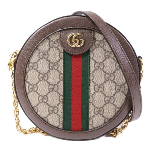 GUCCI 塗層帆布Ophidia金扣鏈帶肩背袋