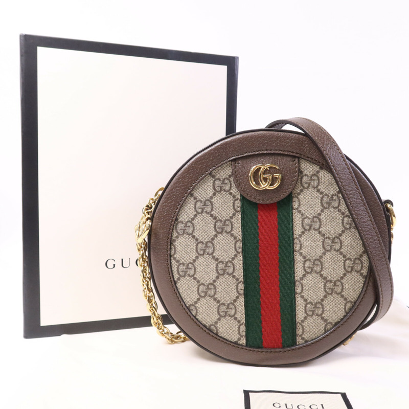 GUCCI 塗層帆布Ophidia金扣鏈帶肩背袋-9