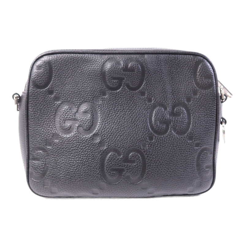 GUCCI 牛皮皮革GG Jumbo Small銀扣肩背袋-1