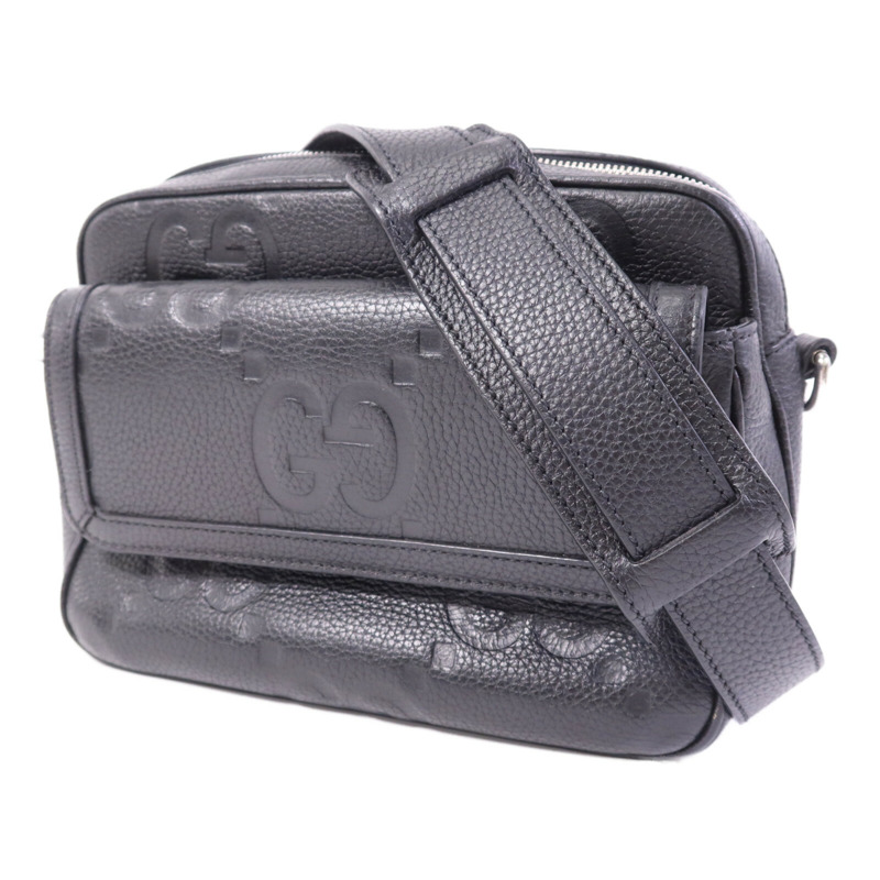 GUCCI 牛皮皮革GG Jumbo Small銀扣肩背袋-2