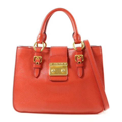 Miu Miu 牛皮皮革2 Way Shoulder金扣手挽肩背兩用袋