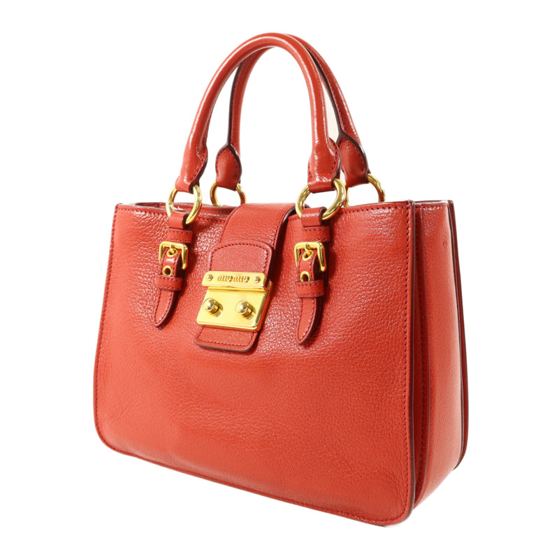 Miu Miu 牛皮皮革2 Way Shoulder金扣手挽肩背兩用袋-2