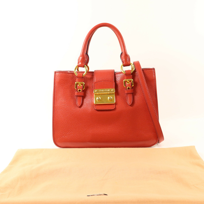 Miu Miu 牛皮皮革2 Way Shoulder金扣手挽肩背兩用袋-9