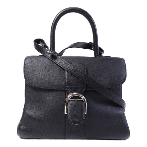 Delvaux 牛皮皮革Brillant MM銀扣手挽肩背兩用袋