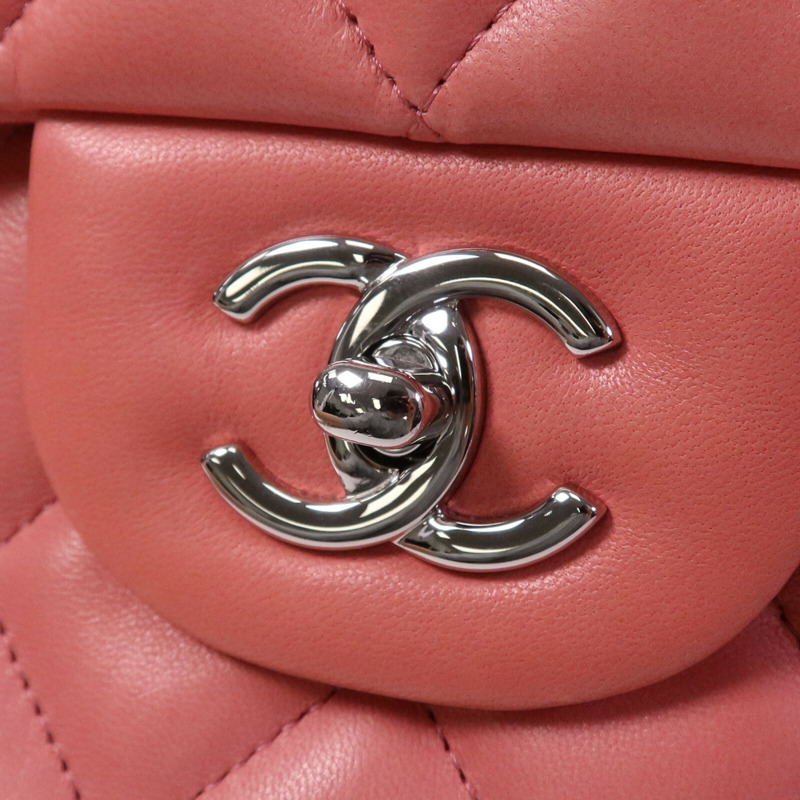 CHANEL 羊皮皮革Large Classic銀扣鏈帶肩背袋-6