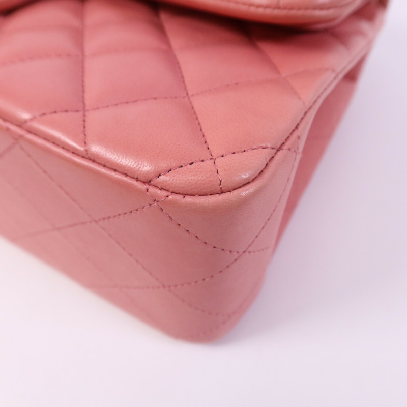 CHANEL 羊皮皮革Large Classic銀扣鏈帶肩背袋-9