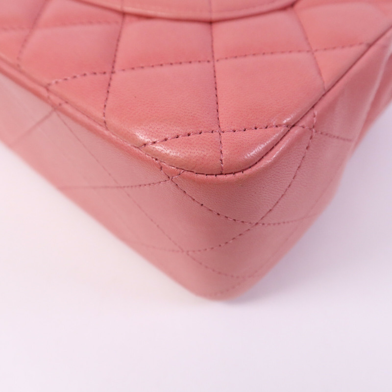 CHANEL 羊皮皮革Large Classic銀扣鏈帶肩背袋-11