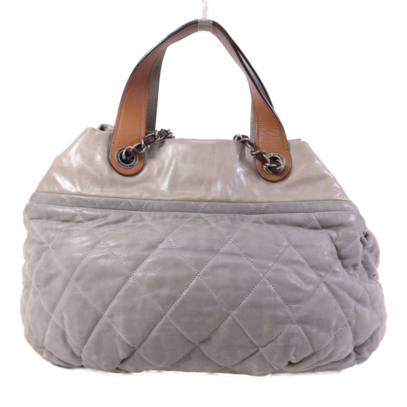 CHANEL 牛皮皮革Chain Shoulder Bag銀扣鏈帶手挽肩背兩用袋-1