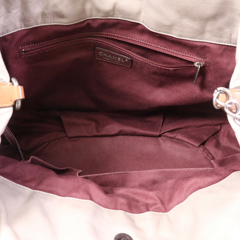 CHANEL 牛皮皮革Chain Shoulder Bag銀扣鏈帶手挽肩背兩用袋-4