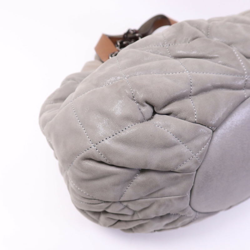 CHANEL 牛皮皮革Chain Shoulder Bag銀扣鏈帶手挽肩背兩用袋-8