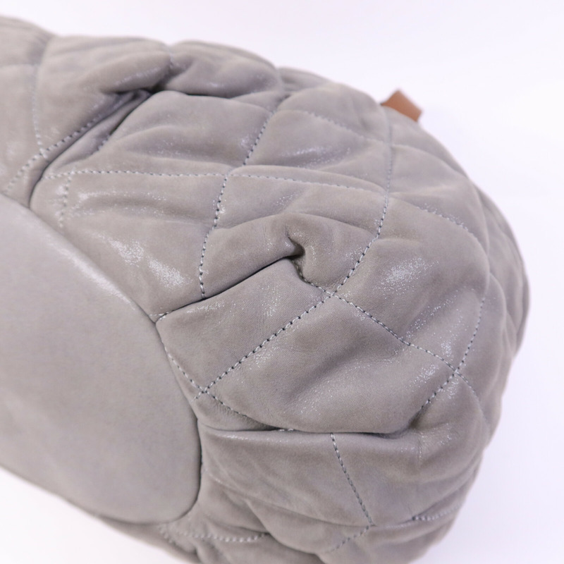 CHANEL 牛皮皮革Chain Shoulder Bag銀扣鏈帶手挽肩背兩用袋-9