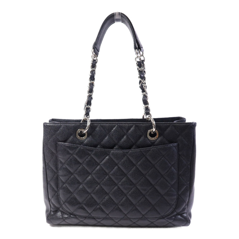 CHANEL 牛皮皮革GST銀扣鏈帶肩背袋-1