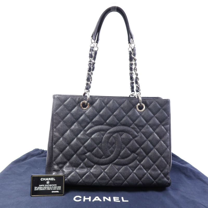 CHANEL 牛皮皮革GST銀扣鏈帶肩背袋-9
