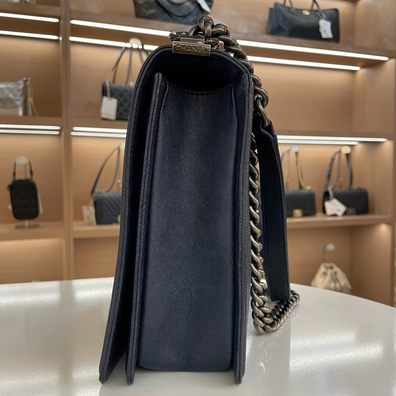 CHANEL香奈儿 Leboy 大號 菱格纹蓝色單肩斜挎链条包-2