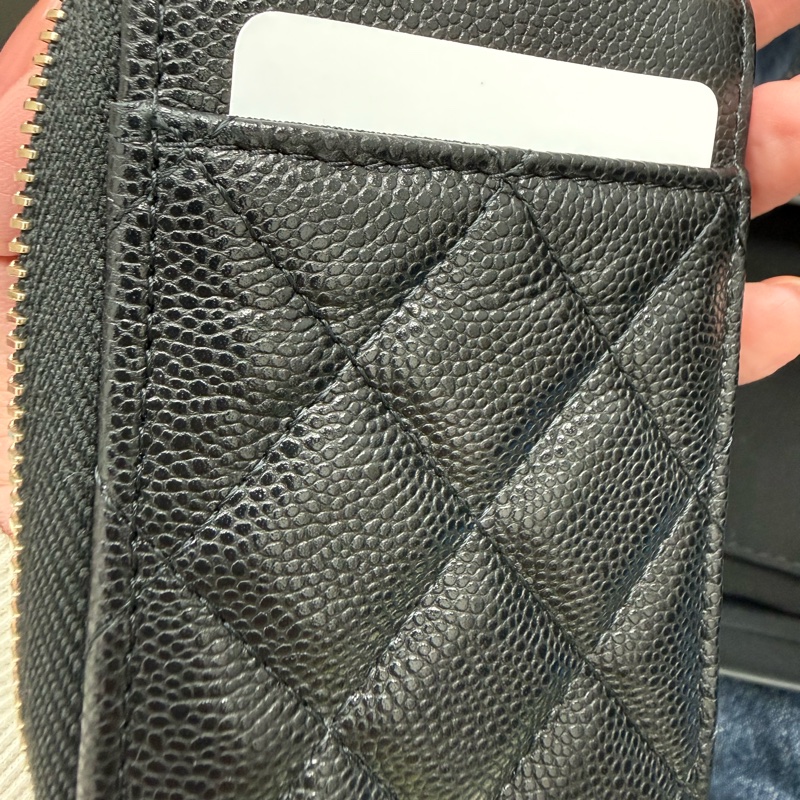 Chanel 經典荔枝牛皮拉鏈款 零錢包 卡包 全新閑置-2